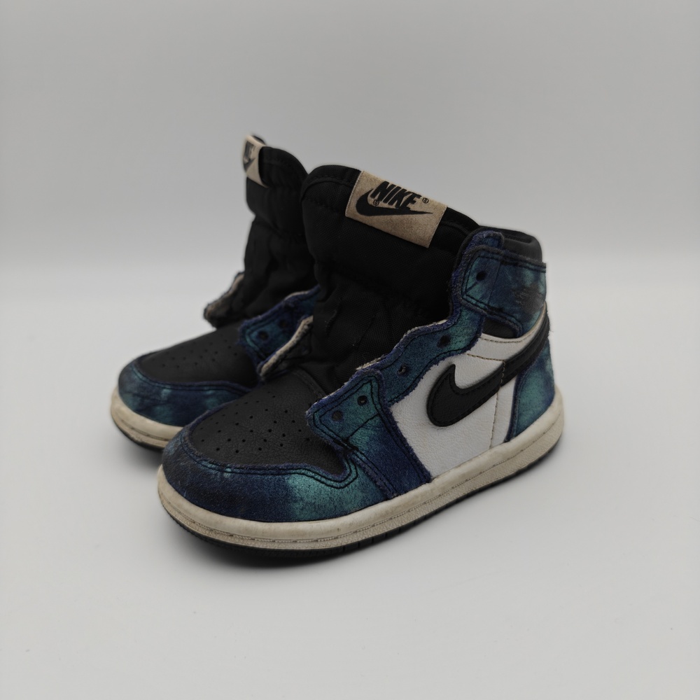 Nike Air Jordan 1 Mid Shoes Kids 7c Blue Tie Dye High Top Sneaker CU0450-100